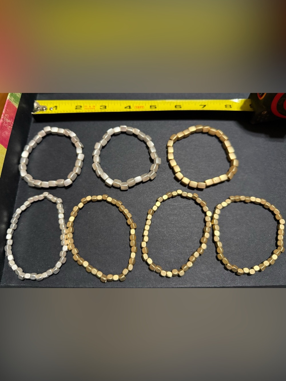 Gold and Silver Beaded Stretch Bracelets - Set of Women's Fashion Bracelets